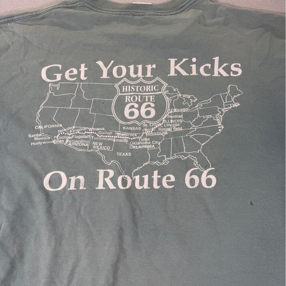 Route-66 Men's Green and Blue T-shirt